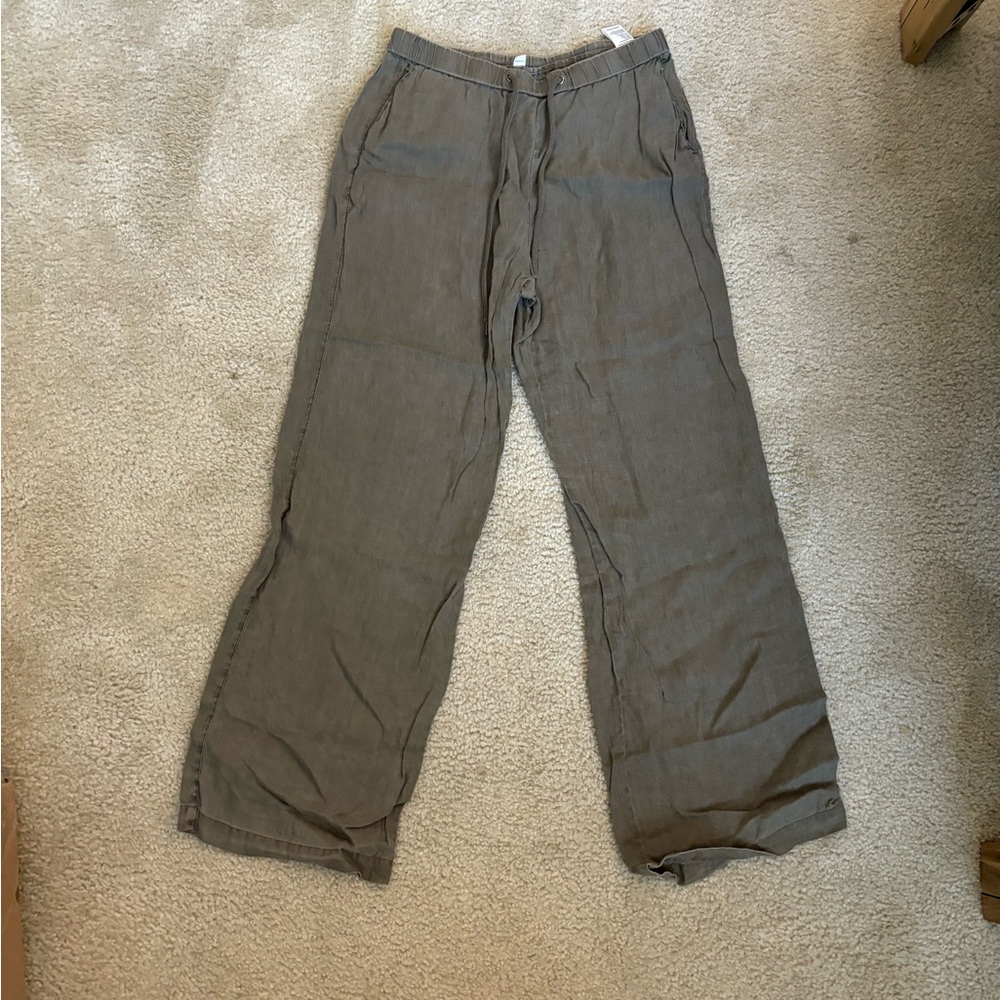 James Perse green army style beach lounge tie drawstring linen pants